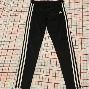 Adidas, Kids Black Leggings w/Triple White Stripes, Girl’s XL or Women’s Small